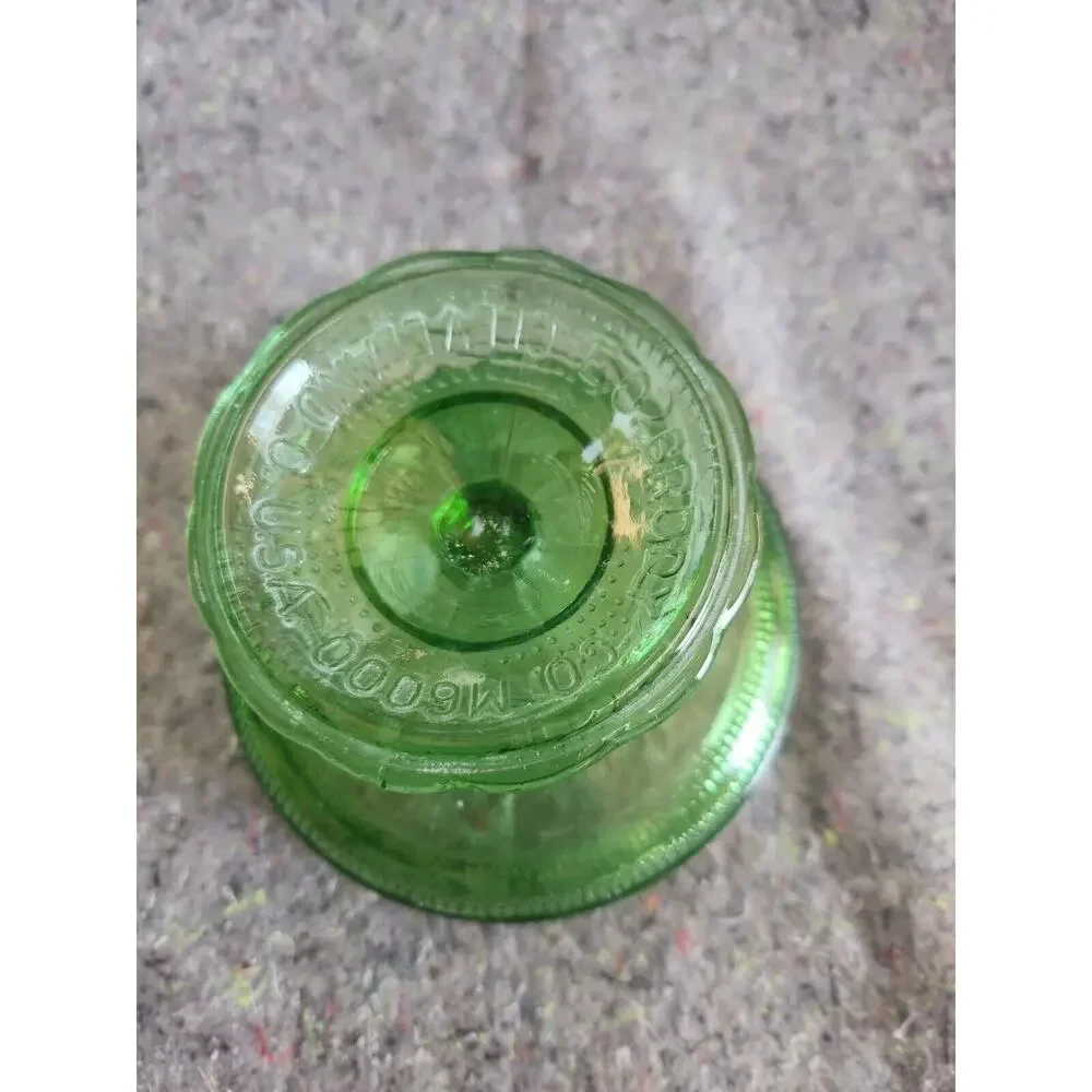 E.O. BRODY CO M6000 EMERALD GREEN GLASS COMPOTE PEDESTAL BOWL CANDYDISH VINTAGE